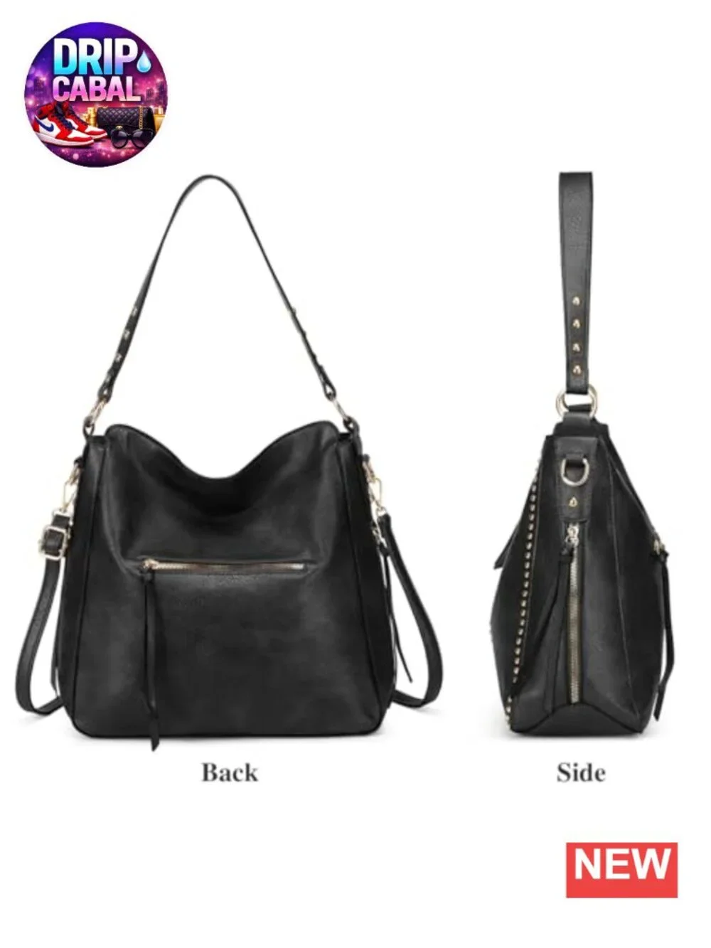 Vegan Leather Hobo Bag and Wallet Set w/ Adjustable Strap Large Tote